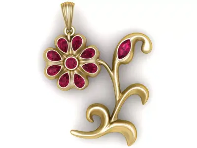 Floral Ruby Bloom Pendant 3D Printable Model 3D print model
