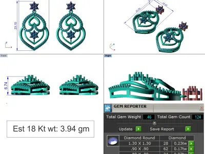 light Wight white gold diamond Earring-Nk-53ER 3D print model