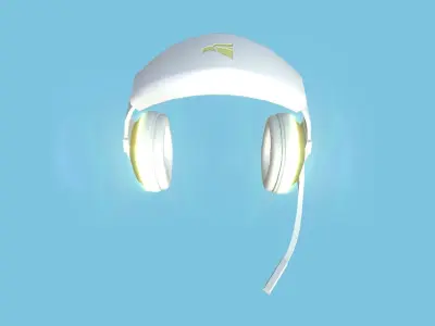 Headset 06 - Gold White - Character Fashion Design Low-poly 3D model