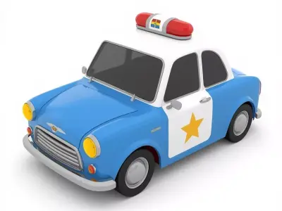 Cartoon Police Car 3D Model Low-poly 3D model