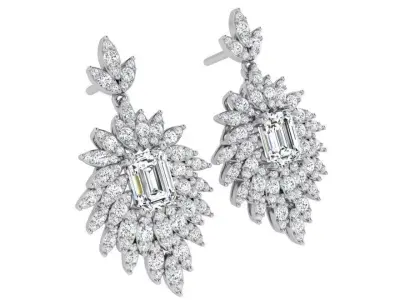 Luxury Earrings With Emerald Cut Diamonds 3914 3D print model