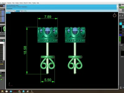 Luxury Crown Gemstone Stud Earrings 4138 3D print model