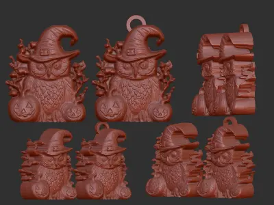 hallowen owl pumpkin decor  3D print model