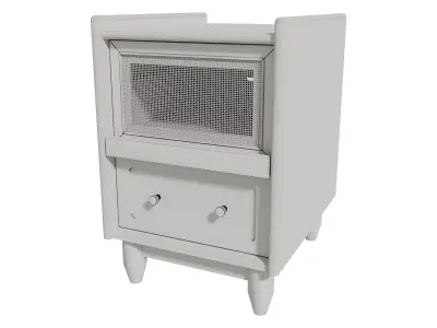 Homary Rustic Rattan Nightstand with Storage Bedside Table 3D model