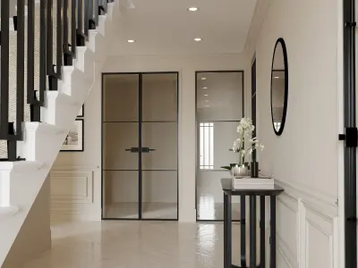 Modern Luxury Hallway Stairs Corridor 3D Interior Scene  Low-poly 3D model