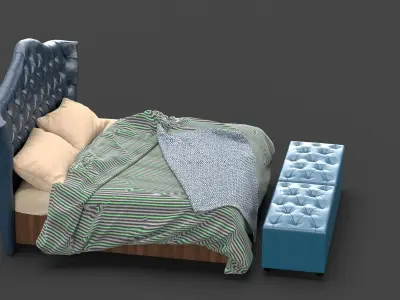 Tufted Luxury Bed 3D model