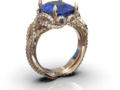 ring with stones Anna Hu Haute Joallerie 3D print model