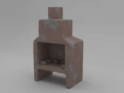 Barbecue wooden box Low-poly 3D model