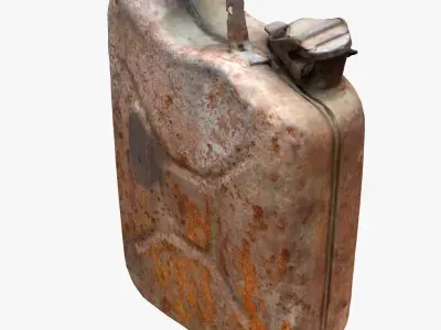 Old Green Rusty Gasoline Canister Low-poly 3D model