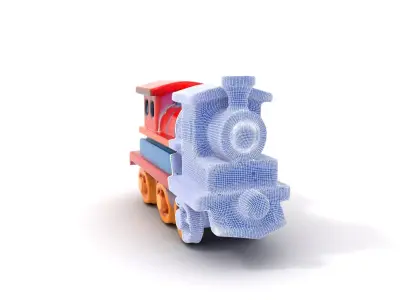 Colorful Wooden Train model pack Low-poly 3D model