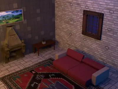 living room obj fbx mb ma  Low-poly 3D model