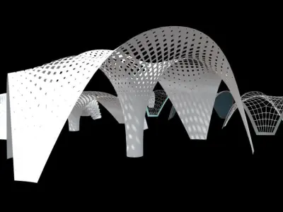 12 Parametric Stylized Pavilion Pack Low-poly 3D model