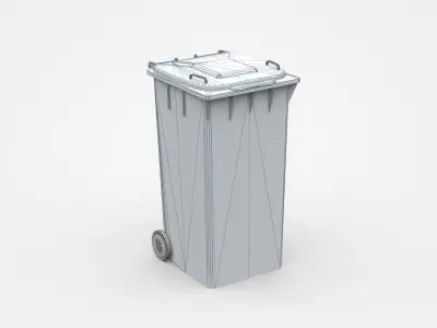Light Blue Trash Bin With Two Wheels 3D model