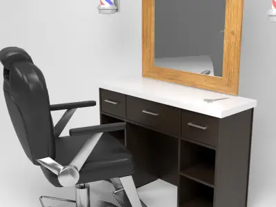 Barber Shop Furniture Low-poly 3D model