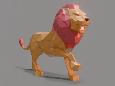 Polygonal Lion Low-poly 3D model