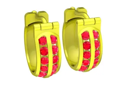 Luxury Channel Set Stone Hoop Earrings for Women 5686 3D print model