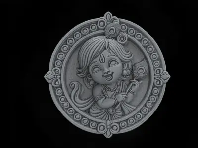 God  Krishna 3D Model for CNC Bas-Relief and 3D Printing 3D print model