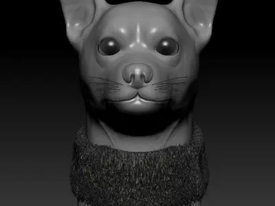 Chihuahua wearing scarf Low-poly 3D model