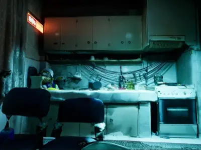 Cyberpunk Room Scene Low-poly 3D model