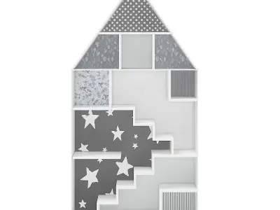 House Shape Shelf with Patterned Back 3D model