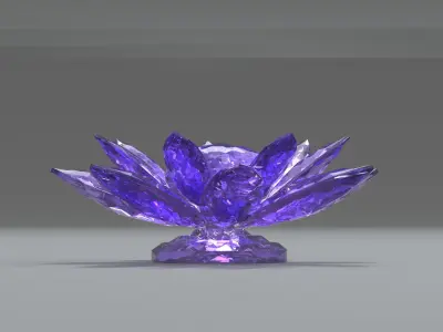 Glass Flower Showpiece Purple Low-poly 3D model