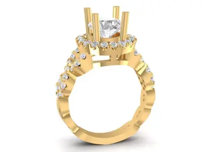 Luxury Halo Diamond Engagement Ring Jewelry 3D Model 1502 3D print model