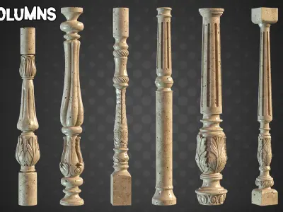 30 Columns and 25 Ornaments brush 3D Models  Tutorials  Vol 7 Low-poly 3D model