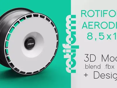 Rotiform Aerodisc Turbofan Rim 3D Model and Designs 3D model