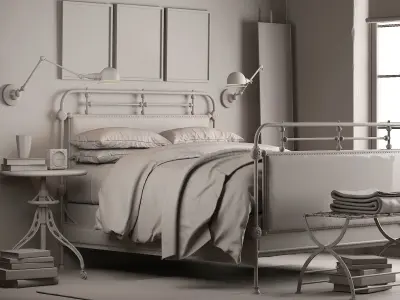 1920s French style bedroom 034 3D model