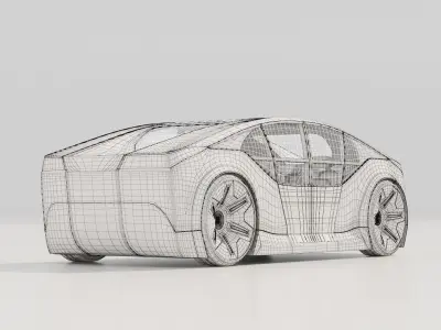 Self-driving car concept 3D with interior green 3D model