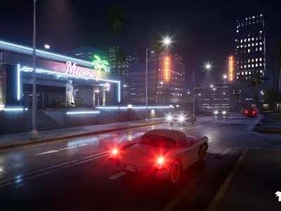 Miami Club Environment Low-poly 3D model