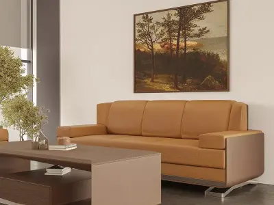 Executive Modern Leather Sofa 3D model