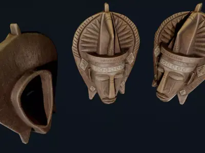 African Decor Mask 6 Low-poly 3D model