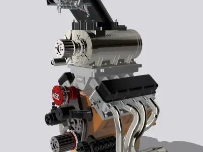 PSI Blown BBC Outlaw Engine Supercharged Pro Mod 3D print model