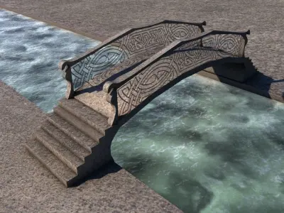 Low poly fantasy bridge Low-poly 3D model
