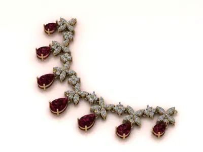 Necklace Centerpiece Jewelry model - Crimson Blossom for her 3D print model