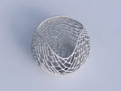 Bowl Spheric wavy with lattice tiles 3D print model