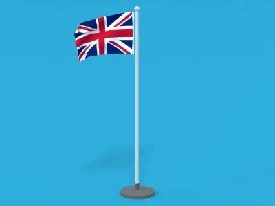 Low Poly Seamless Animated United Kingdom Flag Low-poly 3D model