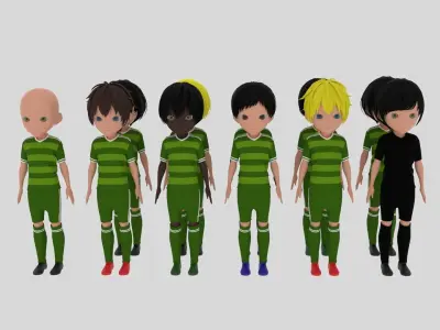 Green Soccer - Football Team Low-poly 3D model