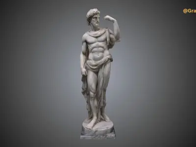 Greek Man 3D Statue Sculpture Greek God Sculpture Low-poly 3D model