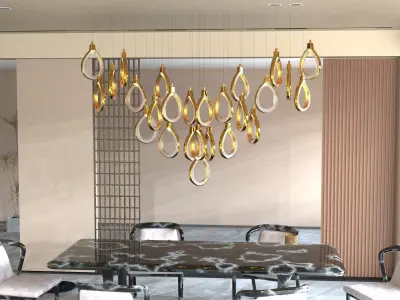 Dining Chandelier - Luxury Teardrop Pendant Lighting 3D model