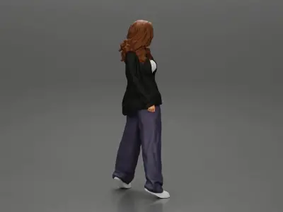 gangster lowrider girl posing in long open shirt with long hair 3D print model