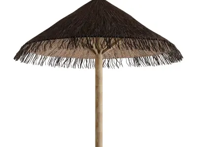 Straw hut beach Low-poly 3D model