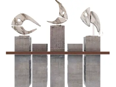 Decor three concrete sculptures 3D model