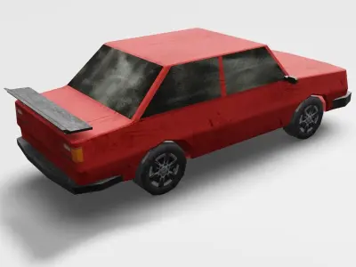 Old car  Low-poly 3D model