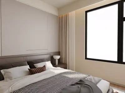 Modern Neutral Master Bedroom 3D model