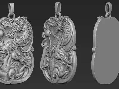 Dragon with Horse Pendant 3D print model