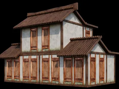 Medieval Houses Pack 91-92-93-94-95 - 4K Textures Game Ready Low-poly 3D model