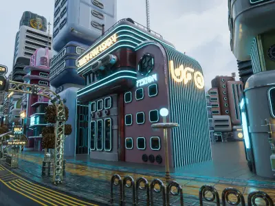 SCIFI ATOMPUNK BUILDING 06 Low-poly 3D model