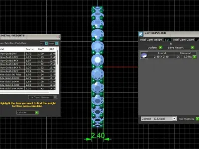U Shaped Eternity Ring 2 point 4 mm stone size swiss 19 and EU59 3D print model